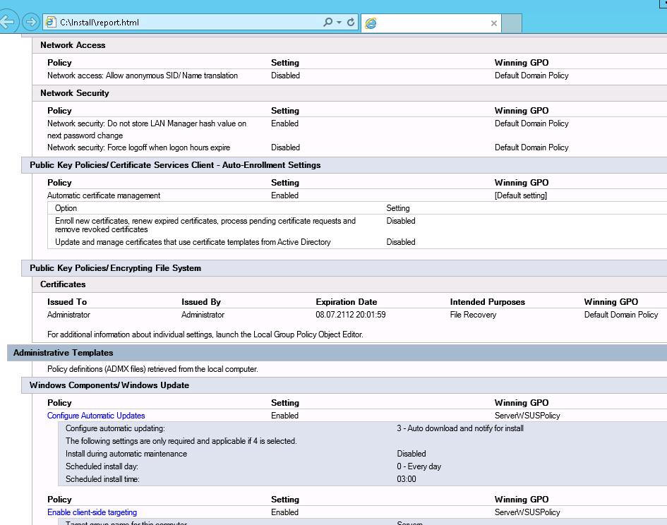 Genereate GPResult html report