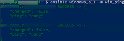 Ansible module win_ping