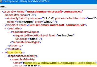application manifest file - dependentAssembly
