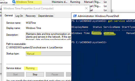 check w32time service