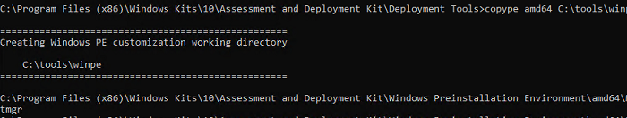 copy winpe environment files