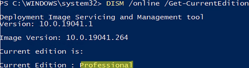 dism get current windows 10 edition