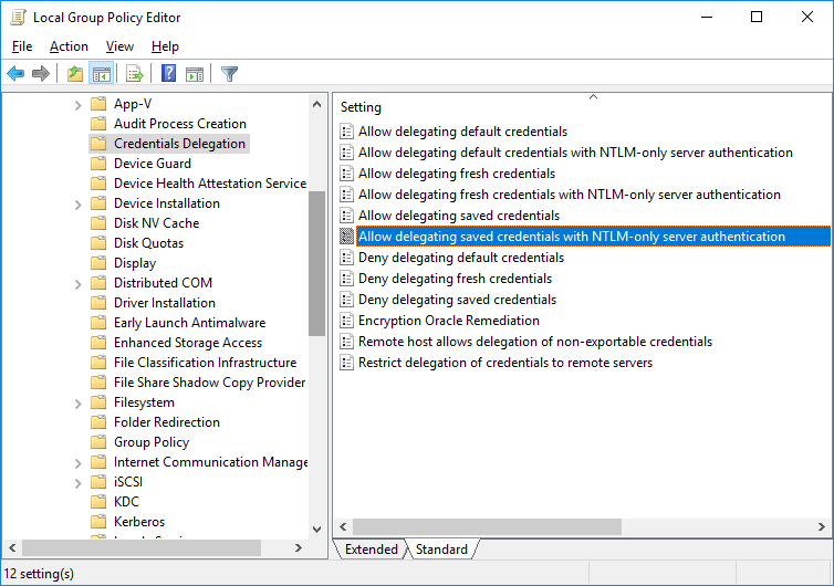 gpo - Allow delegating saved credentials with NTLM-only server authentication