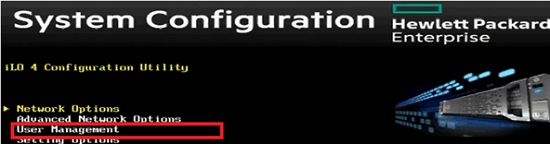 Manage HPE iLO users from RBSU