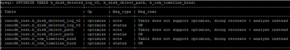 optimize and compress tables in mariadb / mysql