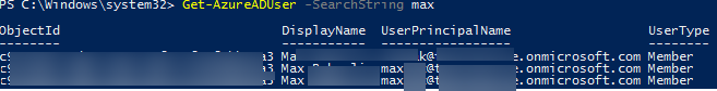 PowerShell Get-AzureADUser info