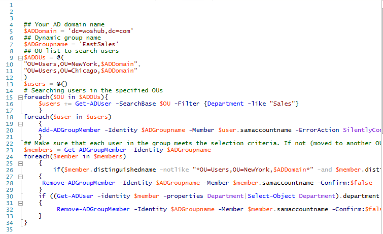 PowerShell script: to automate Active Directory Dynamic group memberships