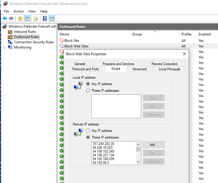 windows firewall rule to block websites by domain name