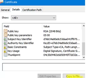 Copy certificate to file