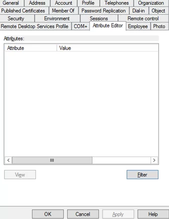 empty user attribute list in aduc