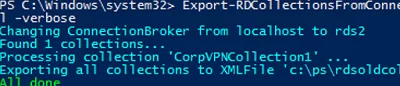 Export rds configuration with powershell - Export-RDCollectionsFromConnectionBroker 