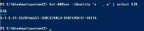 Get-ADUser select SID