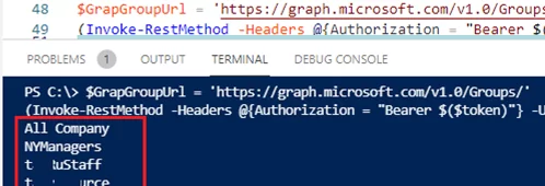 get azure groups via graph api