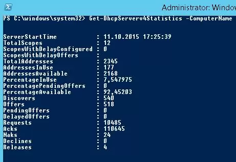 Get-DhcpServerv4Statistics 