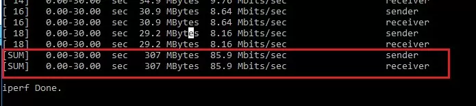 get max network bandwith with iperf tool