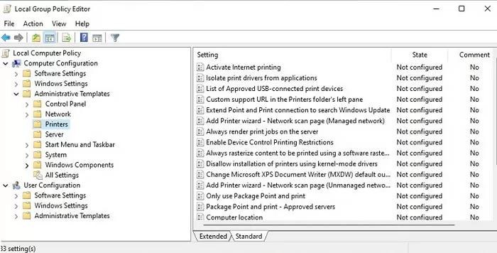 gpedit.msc console computer and user configuration sections