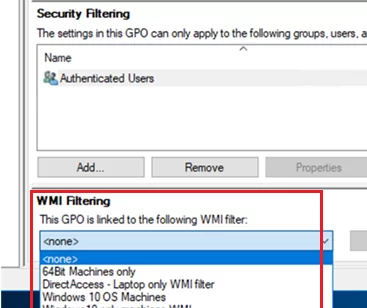 gpo wmi filtering