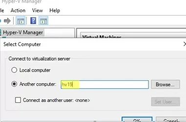 hyperv manager: connect remote server