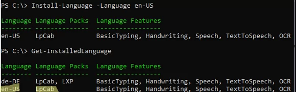 install language on windows with powershell
