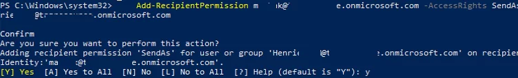 Manage Send As Permissions using PowerShell Add-RecipientPermission cmdlet