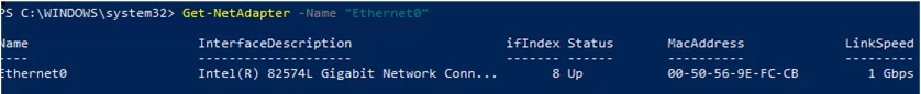 powershell Get-NetAdapter select NIC by name