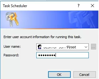 admin credentials for run task