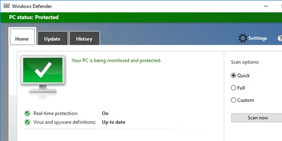 Windows Defender GUI on WIndows Server 2016