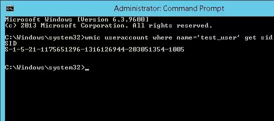 wmic useraccount where name='test_user' get sid